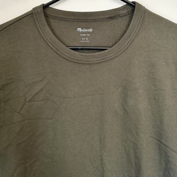 NWT Madewell Olive Green Garment-Dyed Allday Crewneck Tee - Small - Picture 3 of 12